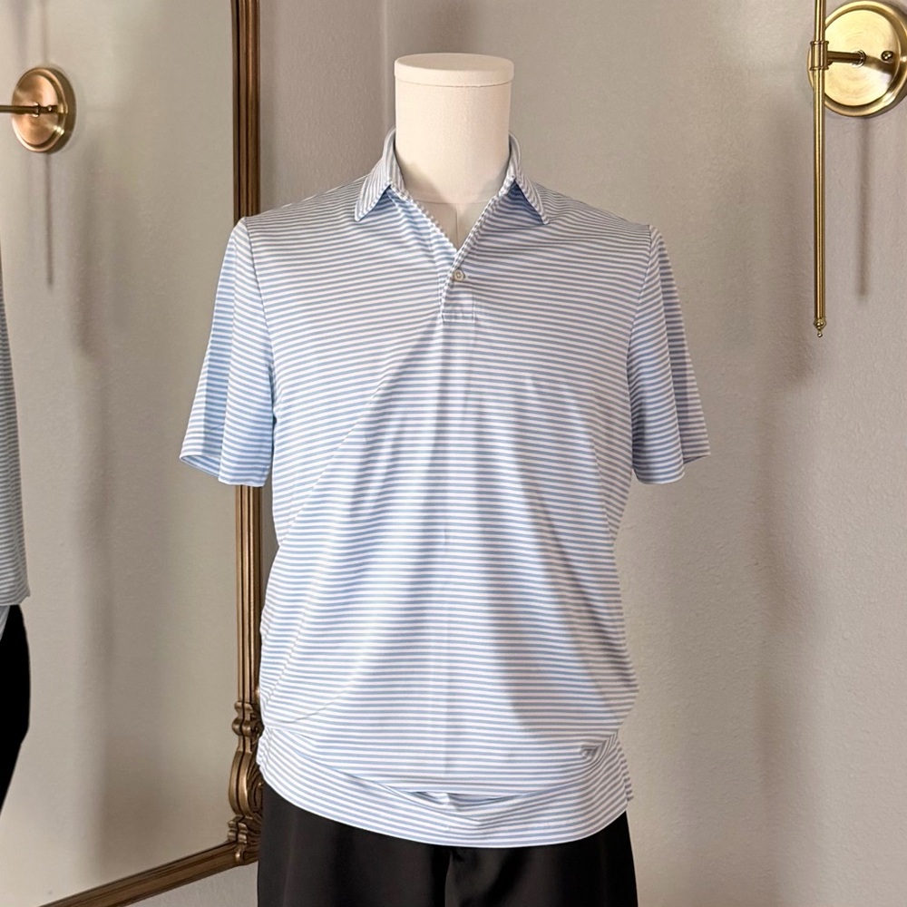 Coastal Sport RLX Ralph Lauren Striped Polo S Old Money Preppy Performance Blue